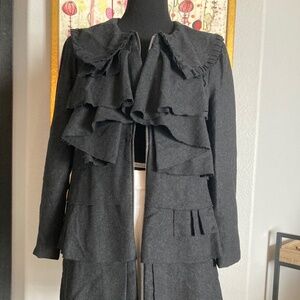 Ryu forAnthropology Long Charcoal Wool Blend Jacket Size Medium